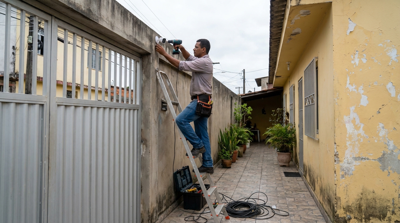 Passagem de cabeamento em Atibaia‑SP